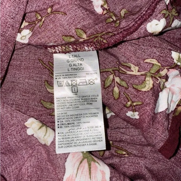 Old Navy Burgundy Floral Long Sleeve Tie-Waist Blouse - Large Tall - Picture 7 of 7